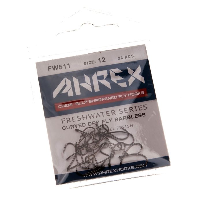 Ahrex FW511 Curved Dry Fly Hook, Barbless