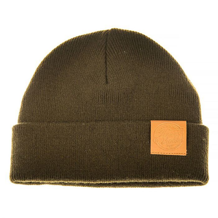 Ahrex Tight Knit Leather Patch Beanie 