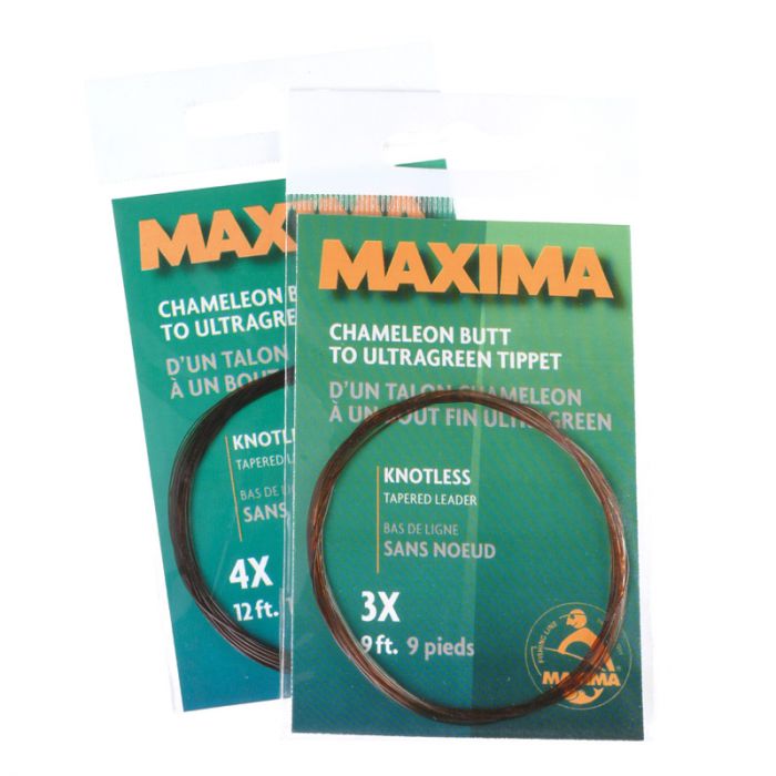 6 2X- 6LB. MAXIMA CAMO/ ULTRAGRN TAPERED LEADERS FLY FISHING LEADERS 9FT 