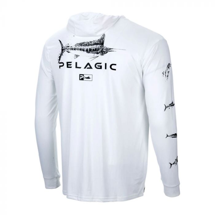 Pelagic Aquatek Hoody Gyotaku, white, Fly Fishing