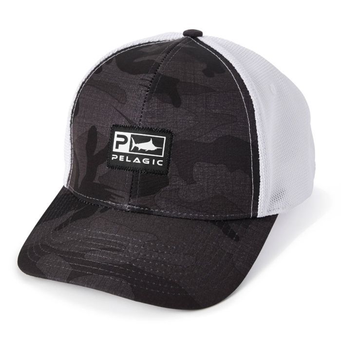Pelagic The Slide Offshore Hat Cap, Fish Camo Black, Fly Fishing