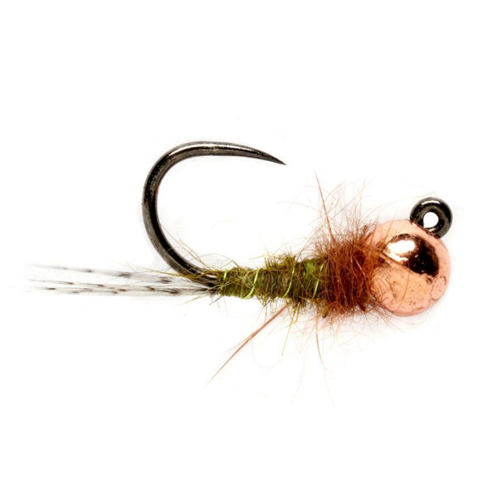 Roza Olive Tungsten Jig Nymph, barbless, Fly Fishing