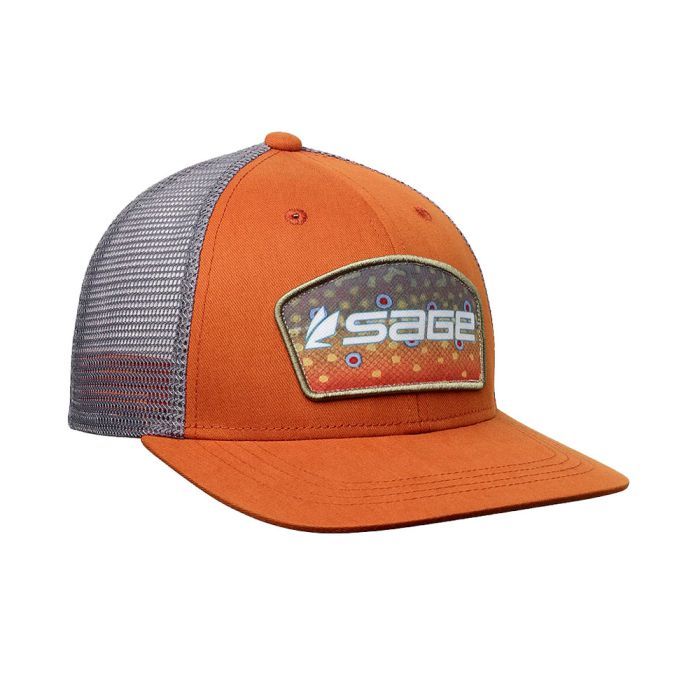 Sage Hat Patch Trucker Cap, orange 