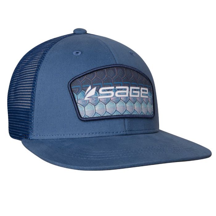 Sage Patch Trucker Cap, blue tarpon