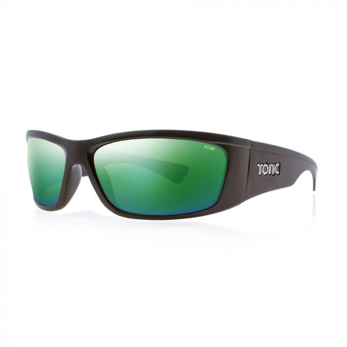 Shimmer grün schwarz Polarisationsbrille, matte verspiegelt Tonic /