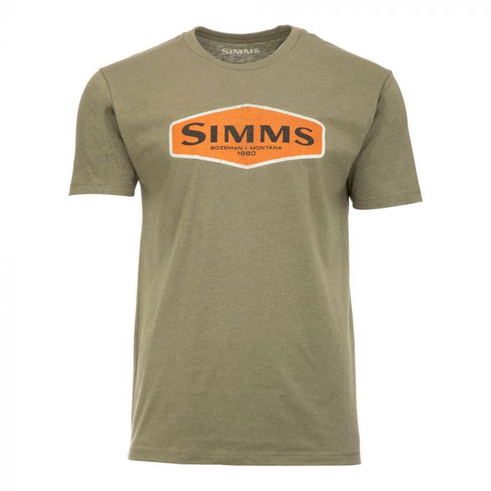Simms Logo Frame T-Shirt, military heather, Fly Fishing
