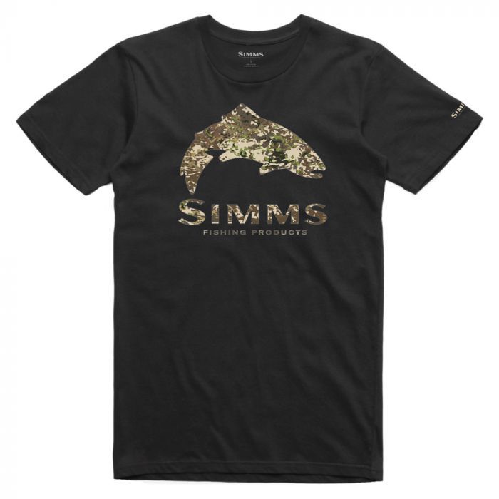 Simms Trout River Camo T-Shirt, black