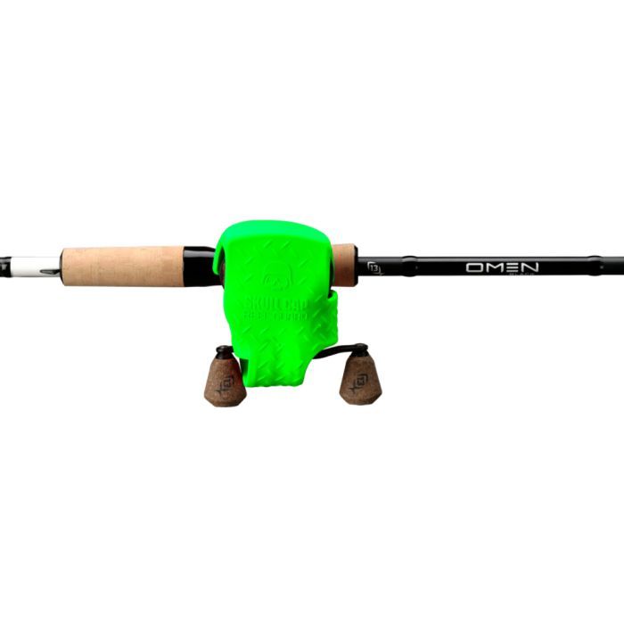 13Fishing Skull Cap Baitcast Reel Cover, lime green, Spin Fishing