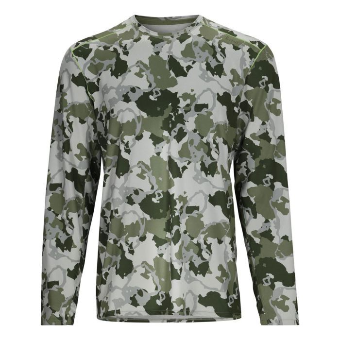 Simms SolarFlex Crewneck Shirt, regiment camo clover, Pesca a mosca