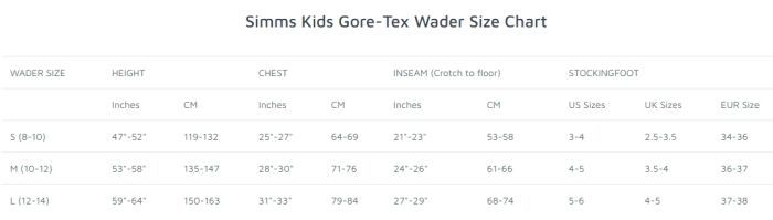 Waders Enfant Simms Tributaire - Cuissard Pêche Néoprène - Taille S - Neuf