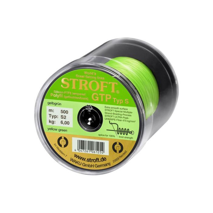 Stroft GTP Typ S geflochtene Angelschnur, 500m, gelbgrn, Spinnfischen