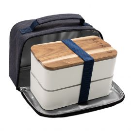 Akinod Bento + Lunchbag 11h58, weiss/blau