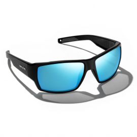 Bajio Vega Matte Black Polarisationsbrille mit Glaslinsen, blau verspiegelt