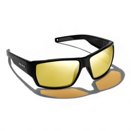Bajio Vega Matte Black Polarisationsbrille mit Glaslinsen, gelb