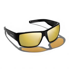 Bajio Vega Matte Black Polarisationsbrille mit Glaslinsen, gelb verspiegelt