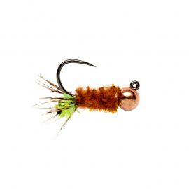 Chewing Gum Cased Caddis Chartreuse, barbless