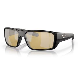Costa Fantail Pro Matte Black Sonnenbrille 3D-Frontansicht mit Sunrise Silver Mirror Gläsern
