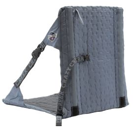 Rückansicht des eingerichteten Crazy Creek HEX 2.0 Original Chairs in der Farbkombination Cobalt/Slate auf weißem Grund; dargestellt ist die schiefergraue Rückseite mit der feinen Ripstop-Wabenstruktur, die schwarzen Verstellgurte und das dezente Logo