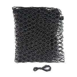 Nahaufnahme des schwarzen, beschichteten Fishpond Nomad Ersatznetzes; zeigt die feine Maschenstruktur und das robuste Material