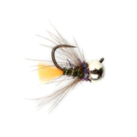 Fulling Mill Micro Orange Tag Jig Nymph, widerhakenlos