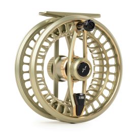 Guideline Fario Fliegenrolle Champagne Vorderansicht 3D mit Blick auf Spule und Kurbel