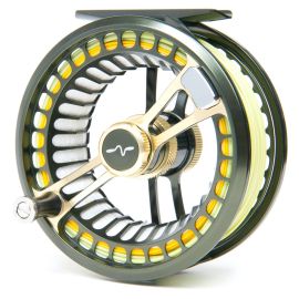 Mulinello Guideline Fario LW Fly Reel, Dk. Grey Green/Gold