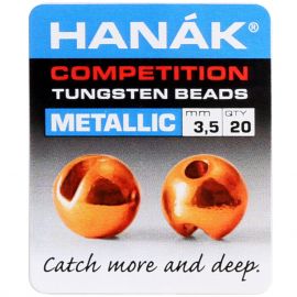 Hanak Round Tungsten Beads Perlen, metallic orange
