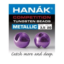 Hanak Round Tungsten Beads Perlen, metallic dark purple
