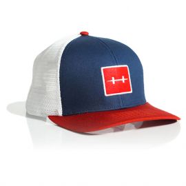 Hatch Icon Trucker Cap, navy blau/weiss/rot, Fliegenfischen