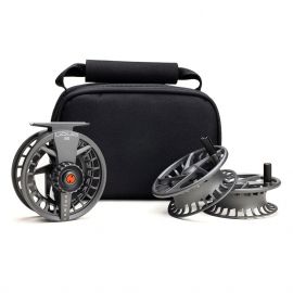 Mulinelli Liquid S-Series Fly Reel 3-pack, smoke con 2 bobine di ricambio