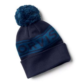 Orvis Logo Pom Beanie, navy/blue lagoon