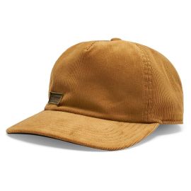 Simms Double Haul Corduroy Cap in Stonefly, Kappe aus hellbraunem Cord mit kleinem Simms Patch und cordbezogenem Schirm, Ansicht von vorne