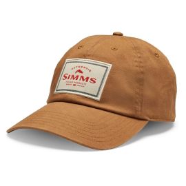 Simms Single Haul Cap in Cobia, braune Kappe aus Baumwoll-Twill mit hellem Simms Patch und gebogenem Schirm, Ansicht von vorne