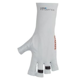 Vista frontale dei guanti Simms SolarFlex color Bimini Blue, che mostra il palmo aperto per una presa sicura e i rinforzi per lo stripping