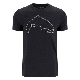 Simms Trout Outline T-Shirt, dark gunmetal heather