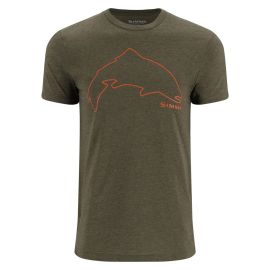 Simms Trout Outline T-Shirt, loden heather