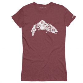 Simms Damen Flora Trout T-Shirt, burgundy heather