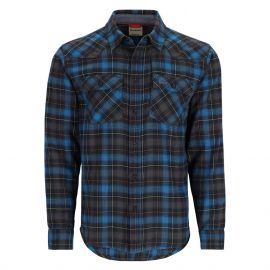 Simms Santee Flannel Hemd, black/br. blue pane ombre