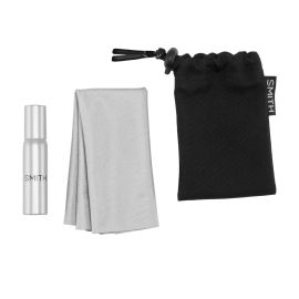Smith Optics Cleaning Kit Brillenreinigungsset mit Sprühflasche, weißem Mikrofasertuch und schwarzer Kordeltasche
