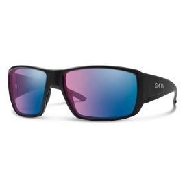 Smith Optics Guide's Choice Polarisationsbrille in Matte Black mit blau verspiegelten Gläsern in 3D-Frontansicht