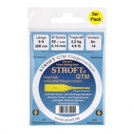 Stroft GTM Fliegenvorfach gezogen, 3er Pack, 9 ft. (2,80 m)