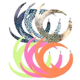 Vision Dragon Tail Set in beiden Varianten: Natural-Dragontails in Schwarz, Silber und Gold mit Glitzerfolie über Fluo-Dragontails in Gelb, Pink und Orange