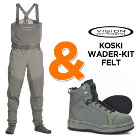 Vision Koski Watset Wathose + Watschuh mit FILZ Sohle, Fliegenfischen, Spinnfischen