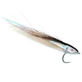 Vision Perch Ahven Candy: Realistic Baitfish Streamer with a natural look featuring a dark back, light belly, blue accents, and large eyes for targeting Bass and Predators.