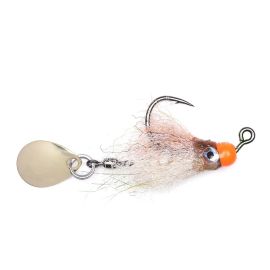 The Vision Baler Perch Fly: Eine Barsch-Fliege in Brown-Tan mit einem rotierenden silbernen Spoon am Ende und einem auffälligen orangen Kopf zur Reizmaximierung.