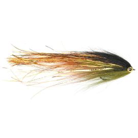 Vision Pike Reversed Nelli Fly: Professional Pike and Hucho streamer in Olive-Copper for fly fishing for Predators.