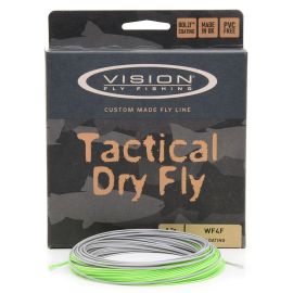 Produktbild der Vision Tactical Dry Fly Line in Floating-Version, aufgewickelt in der Originalverpackung mit deutlicher Kennzeichnung der WF-Klasse und des Tactical-Konzepts