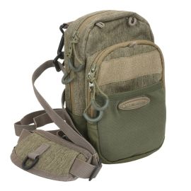 Compact Vision Mini Bra² Chest Pack in Nutria color featuring zipper compartments and accessory attachment loops.