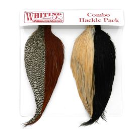 Whiting Introductory Hackle Pack, Four 1/2 Capes, grizzly/brown/cree/black, Fliegenbinden